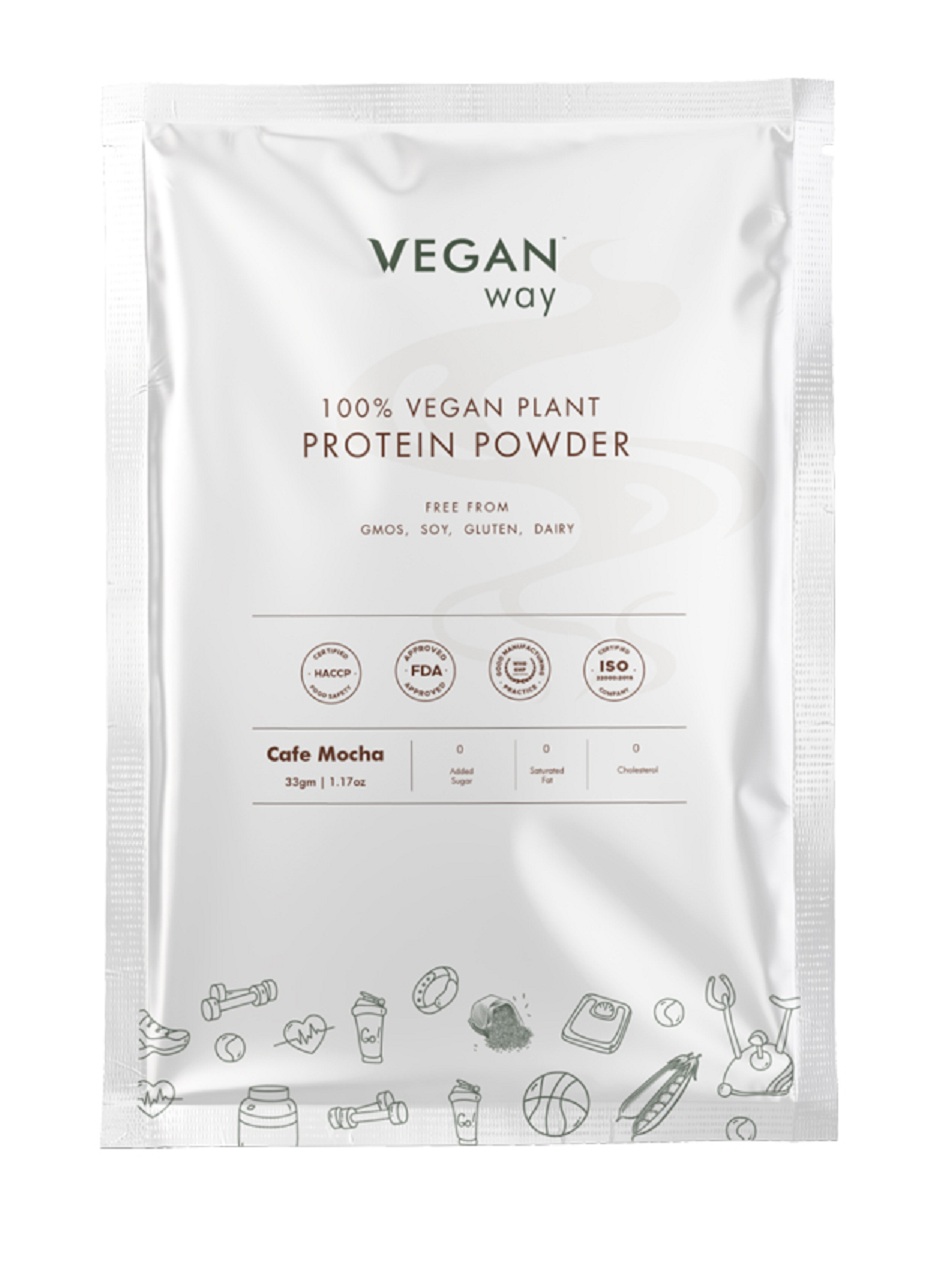 Vegan Way 100% Natural Vegan Protein Powder | Plant Protein | No Added Sugar & Preservatives - Protein Powder for Weight Loss | Cafe Mocha Flavor pack of 14