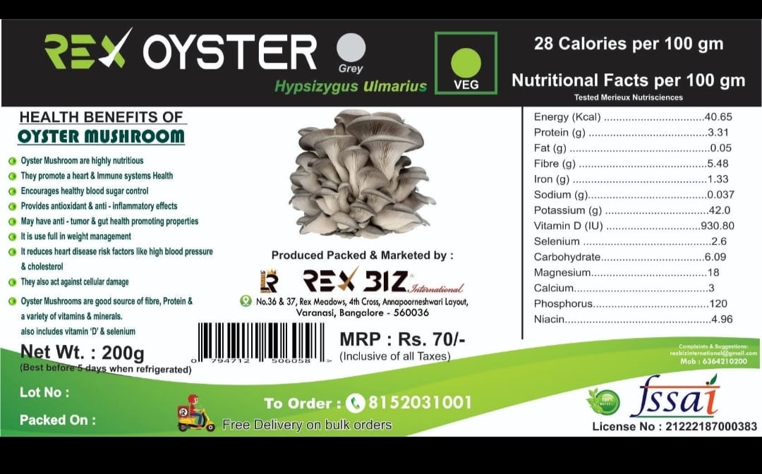 Rex Oyster Mushroom (Grey)