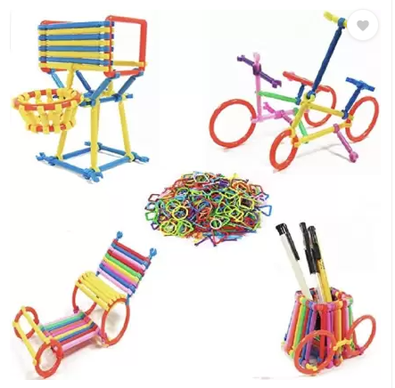 kipa Made in India 188 + Smart DIY Stick Toys Assembly Colorful Educational Building Smart City Blocks for Kids (Include 188 + Stick)  (Multicolor)