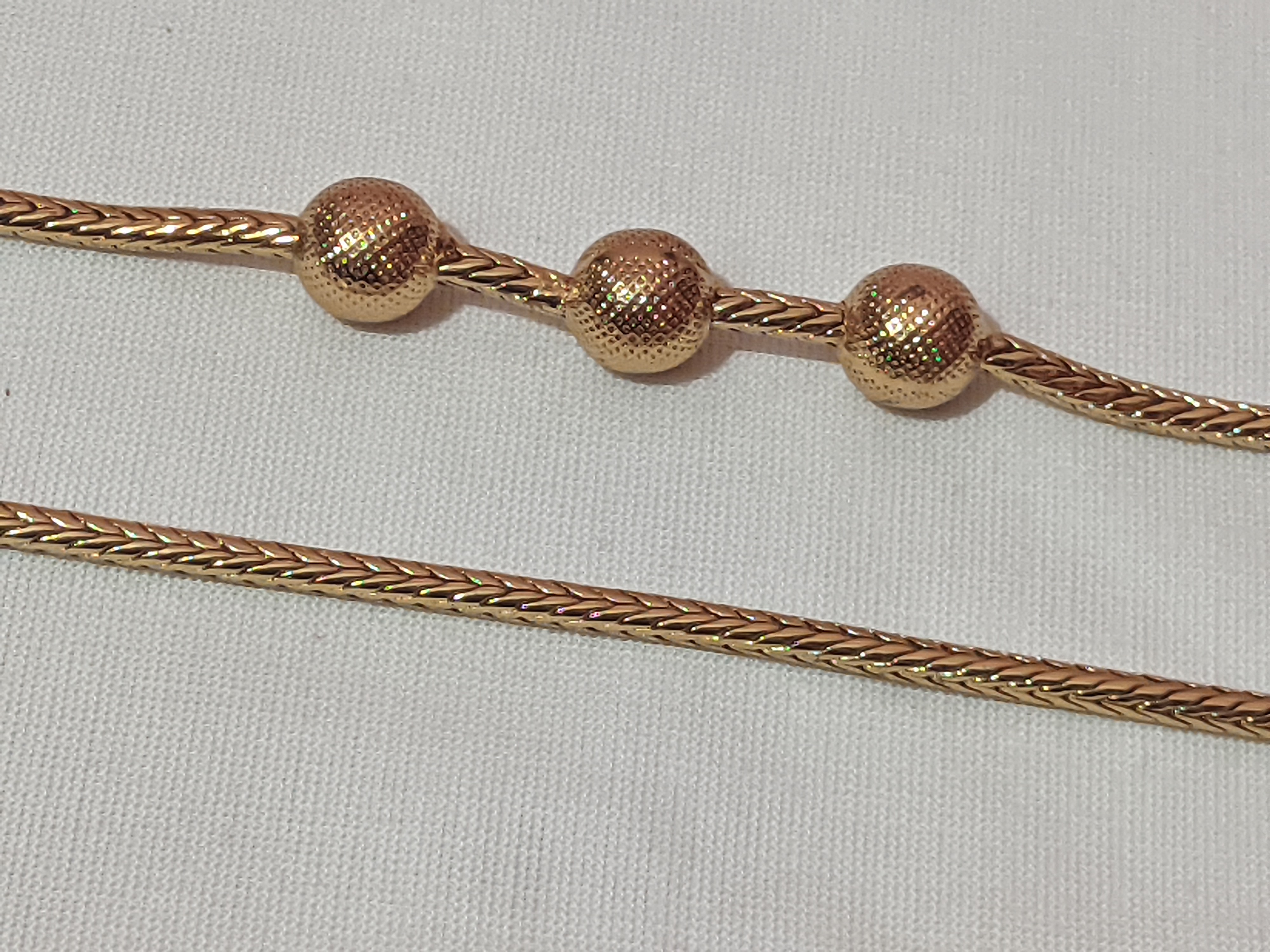 Maggie's Boutique 1 Gram Micro Gold Plated Latest 3 plain balls Mugappu Chain for Women- 24 Inches
