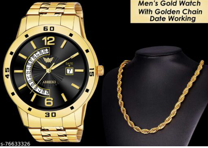 Men watch with gold chain