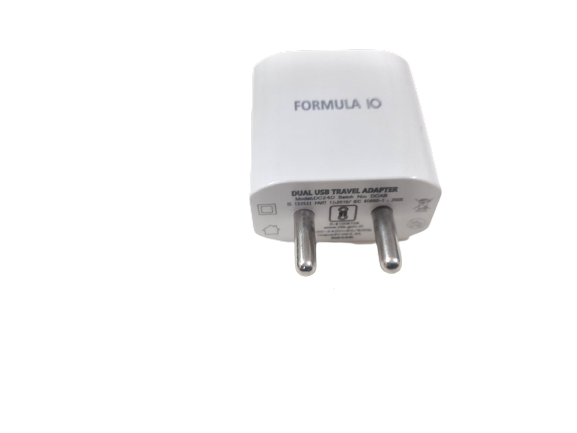 FormulaIO 12W Dual USB Smart Charger with 2.4A Micro USB 1-Meter Cable, Made in India, Fast Charging Power Adaptor - (White)