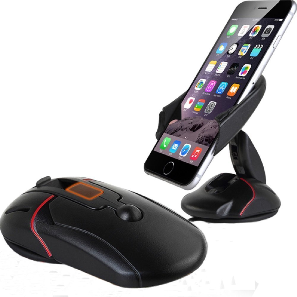 Multifunctional Car Mobile Holder for Dashboard & Windshield Creative Mouse Shaped One Touch Flip Car Mount 360 Degrees Rotation with Flexible Clips for X-Type