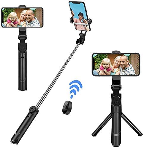 FormulaIO Bluetooth Extendable Selfie Stick with Wireless Remote and Tripod Stand for iPhone X/iPhone 8/8 Plus/iPhone 7/iPhone 7 Plus/Galaxy Note 8/Google More (Black)