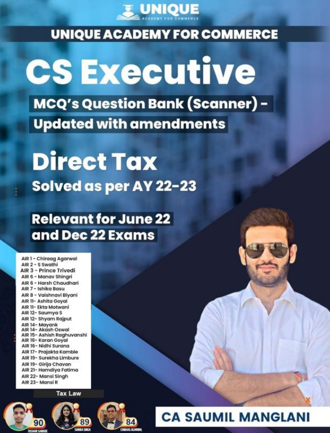 DT MCQ's - CS Executive by CA SAUMIL MANGLANI - June 22 & Dec 22
