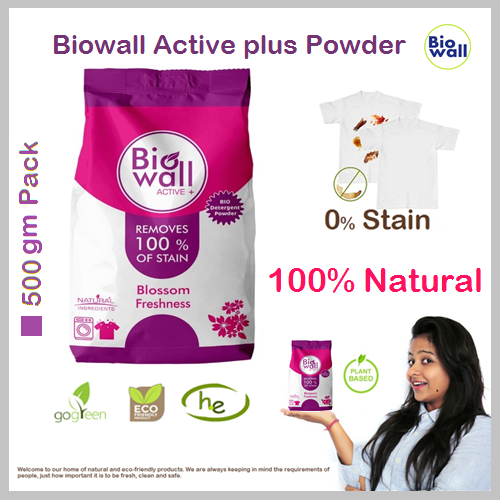 Biowall Active plus - Bio Detergent Powder made with natural and eco-friendly ingredients - 500 gm