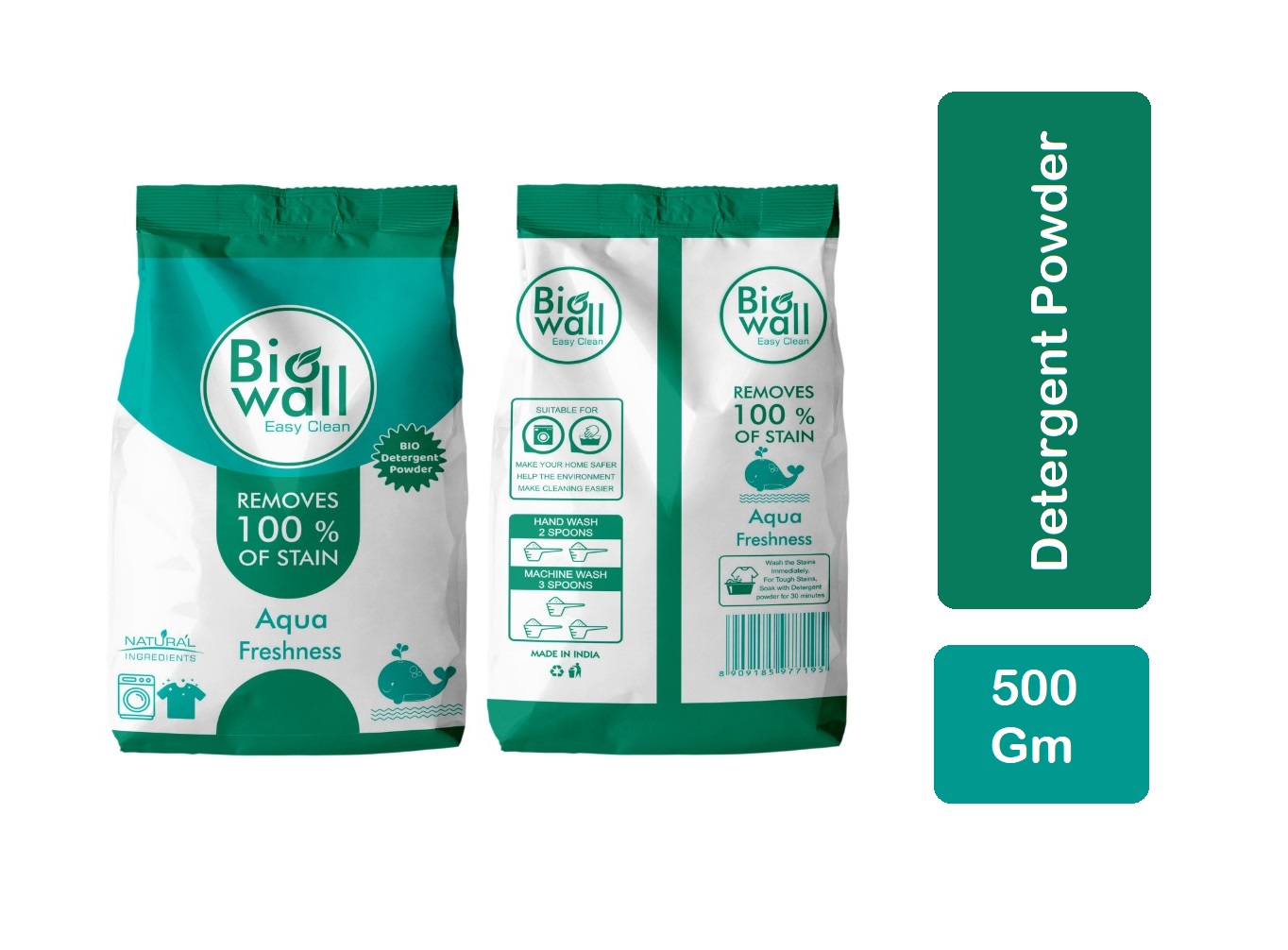 Biowall Easyclean - Bio Detergent Powder made with natural and eco-friendly ingredients - 500 gm