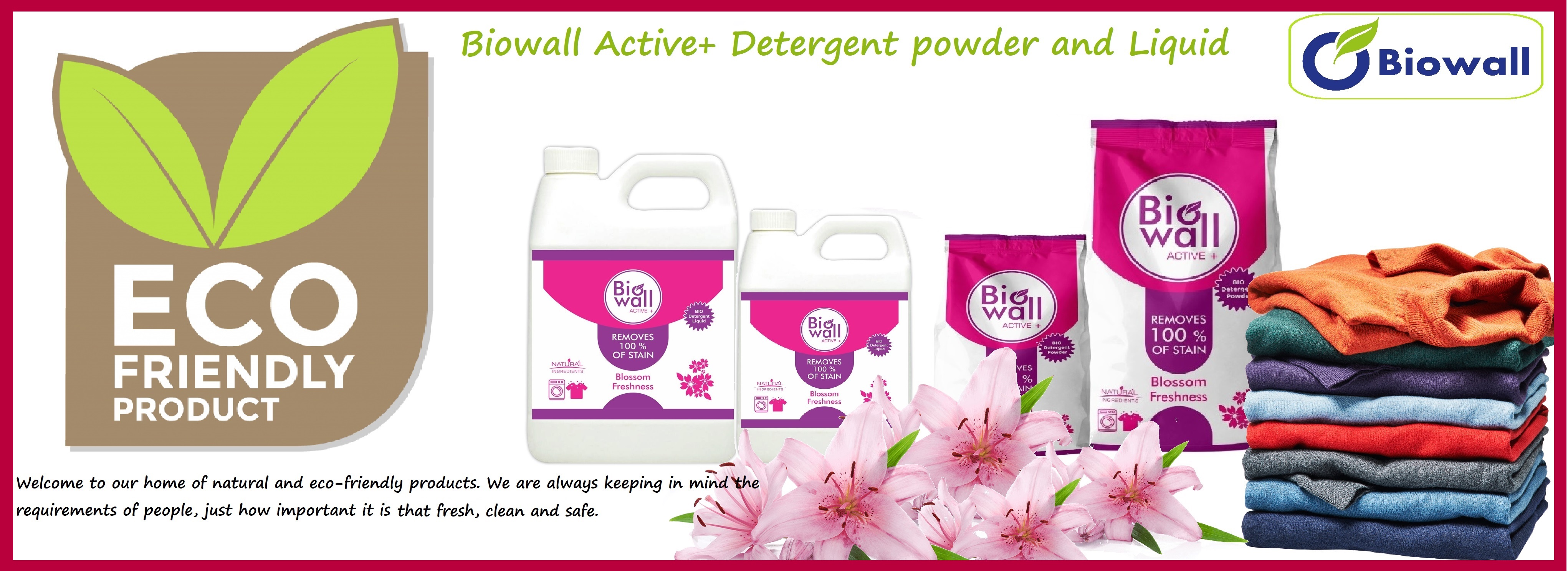 Biowall Active plus - Bio Detergent Powder made with natural and eco-friendly ingredients (Blossom Fragrance)- 1 Kg