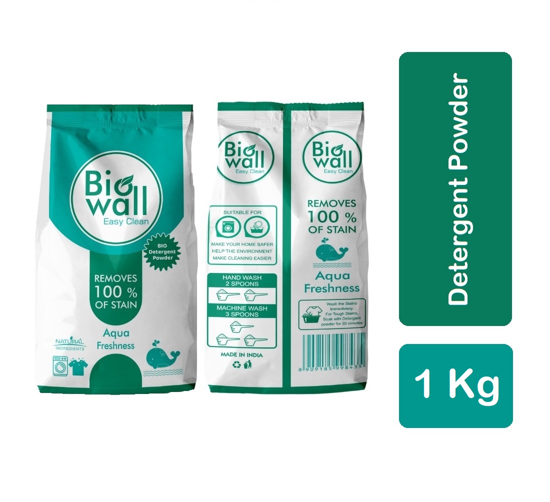 Biowall Easyclean - Bio Detergent Powder made with natural and eco-friendly ingredients (Aqua Freshness) - 1 Kg