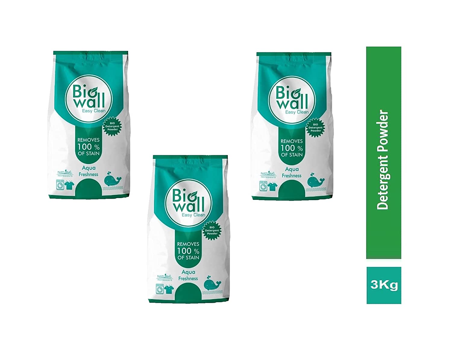 Biowall Easyclean - Bio Detergent Powder made with natural and eco-friendly ingredients (Aqua Freshness) - 3 Kg