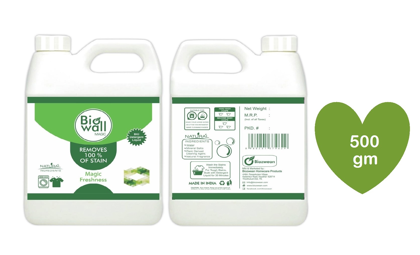 Biowall Magic Liquid- Bio Detergent made with natural and eco-friendly ingredients (Magic freshness)- 500 gm