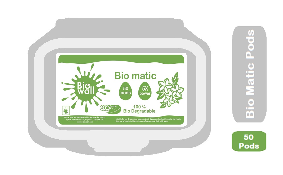 Biowall Bio matic Green - powder pods made with natural and eco-friendly ingredients, no chemicals - 50 pods