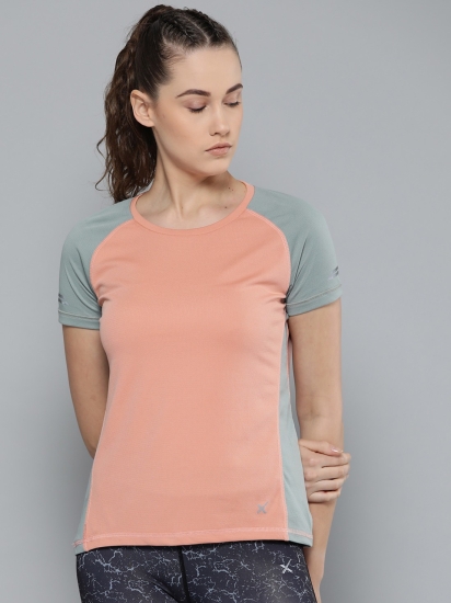 HRX by Hrithik Roshan Color Block Women Round Neck Pink T-Shirt