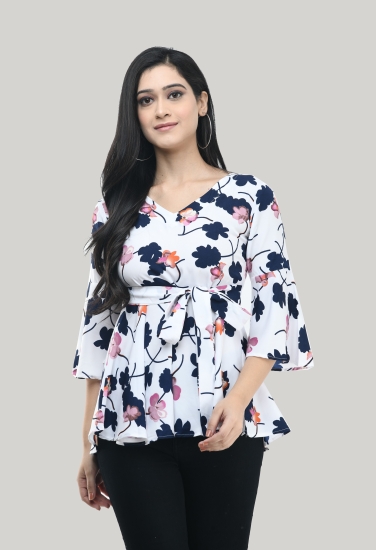 Casual Printed Women White Top