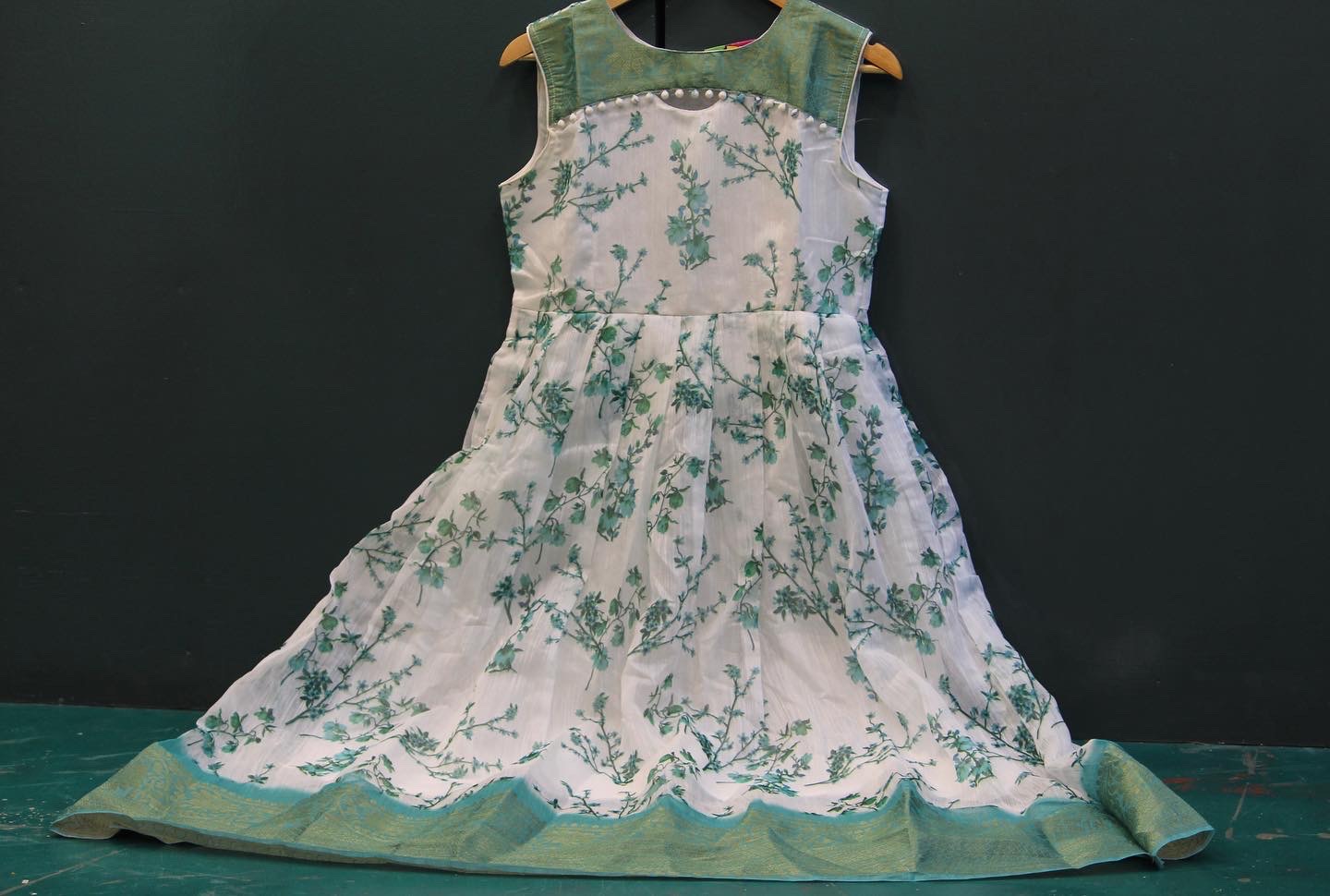 White floral gown type kurthi