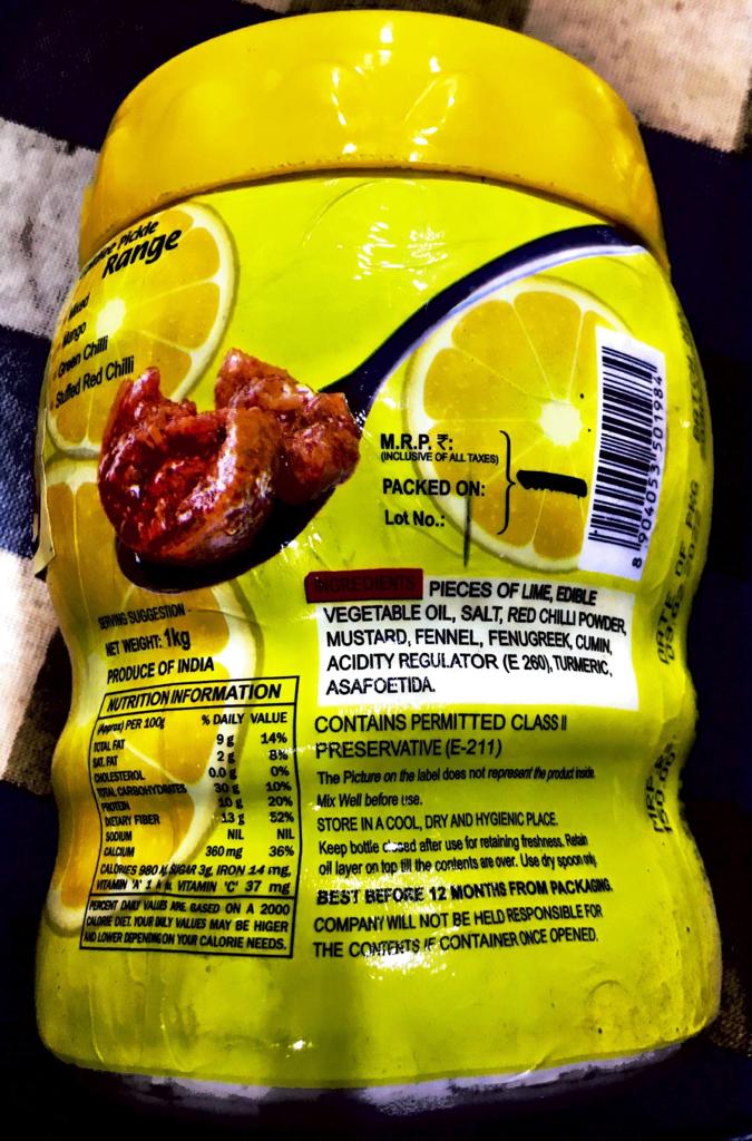 Goldie lime pickle 1kg