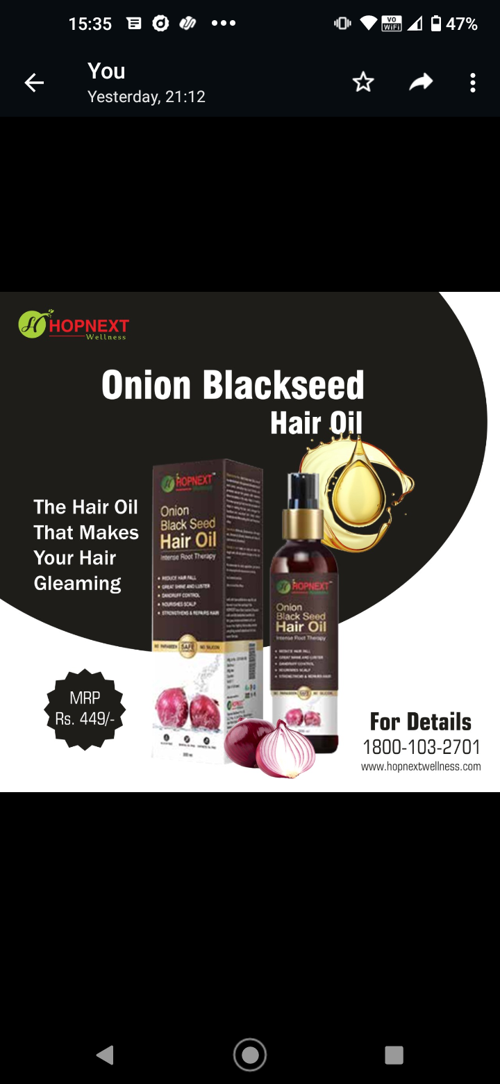 Onion Blackseed Hair Oil.  200ML