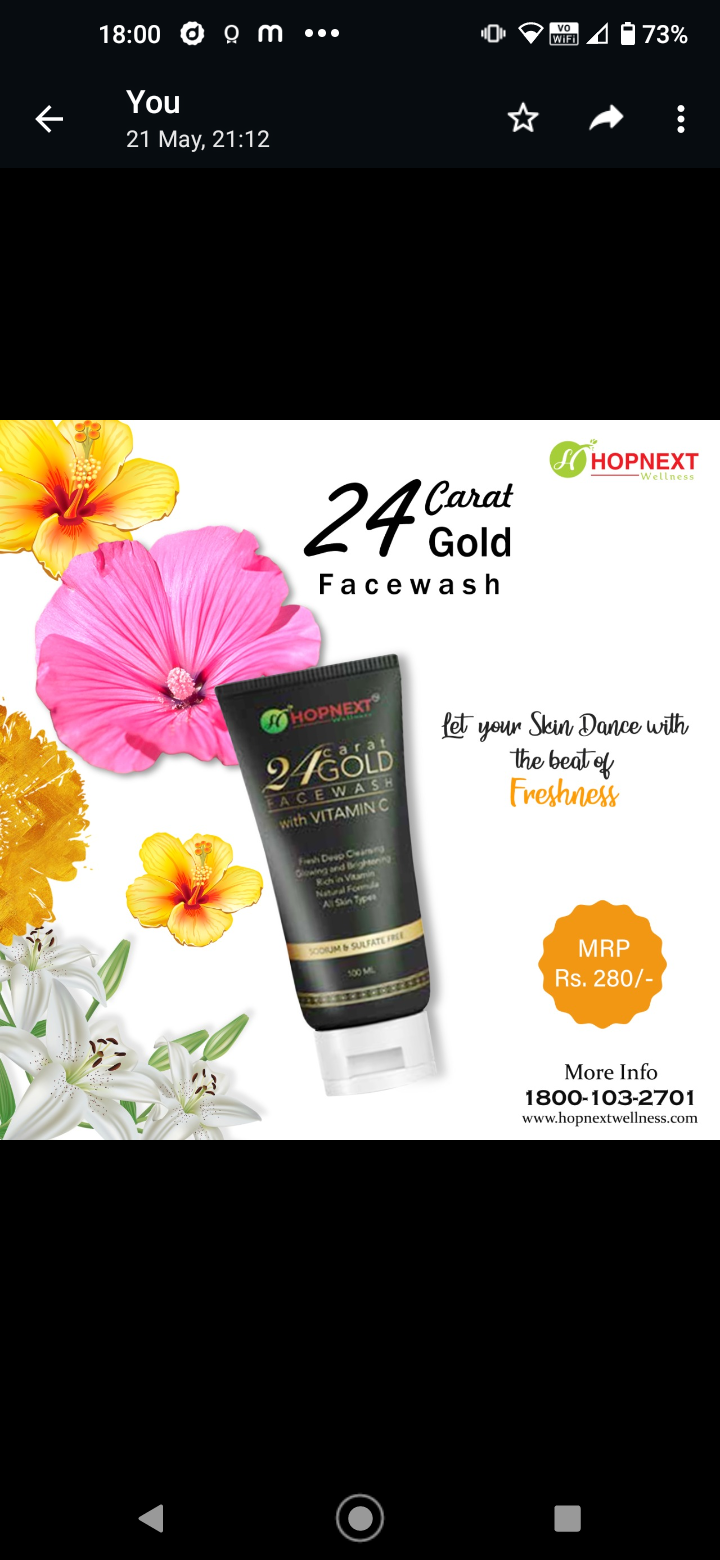 24 Carat Gold Facewash.  100ML