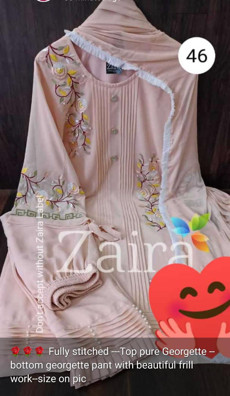 White semi stitched Dress material 