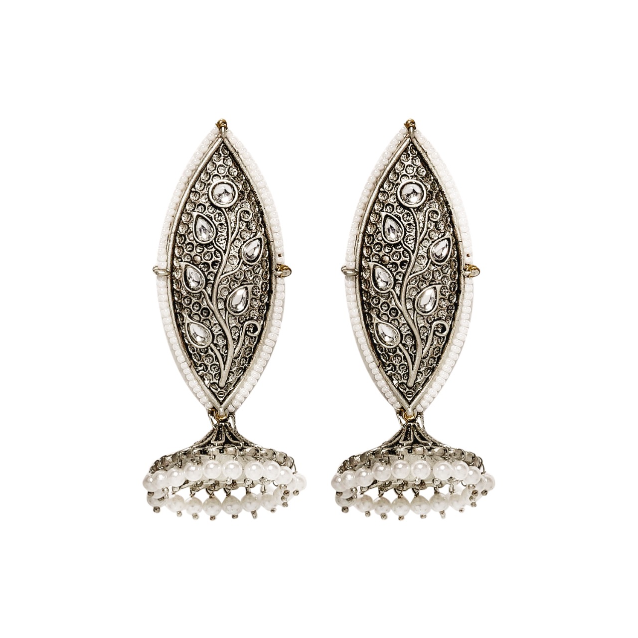 Traditional Indian Design Green Meenakari Long Jhumka Earrings Alloy Jhumki Earring