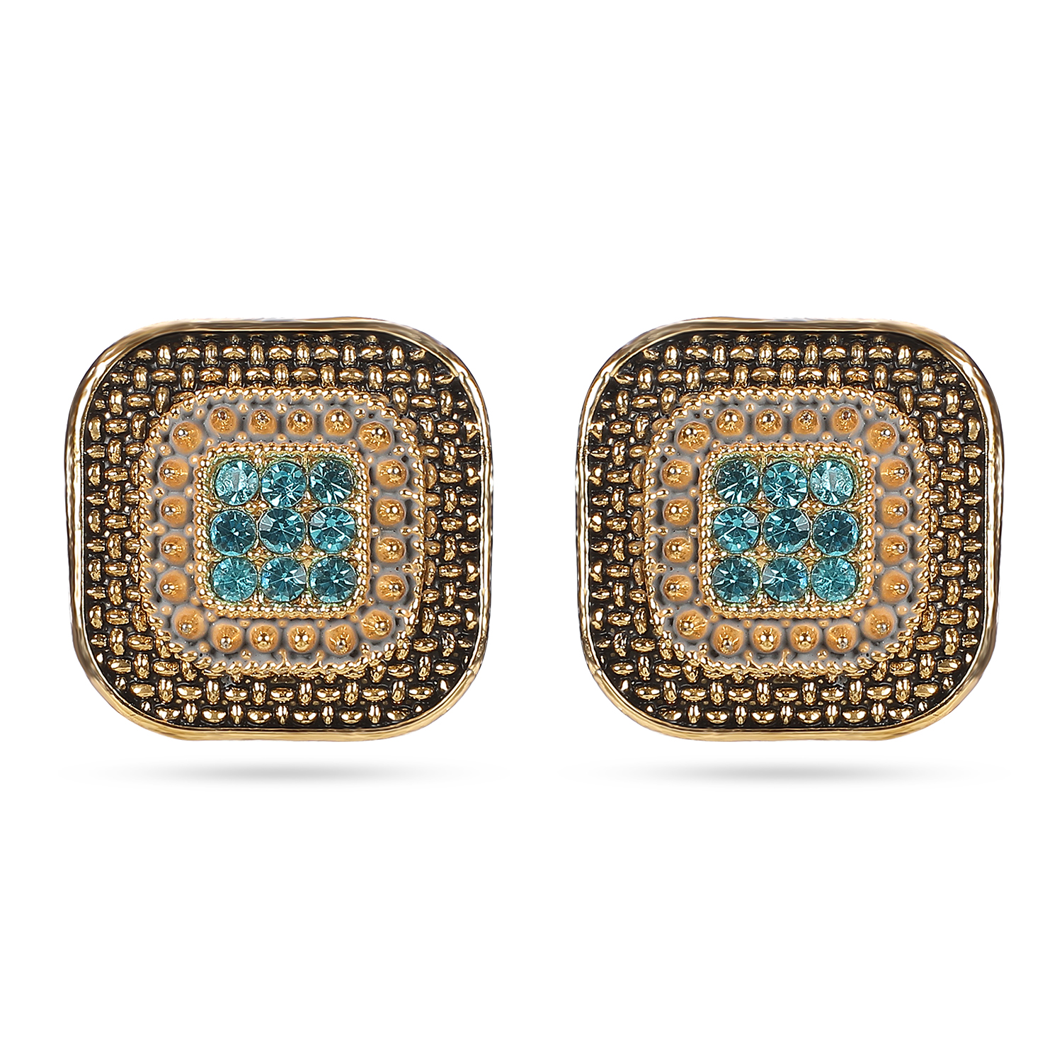 Traditional Indian Design Beautiful Square Stud Zircon Zinc Stud Earring Alloy Stud Earring