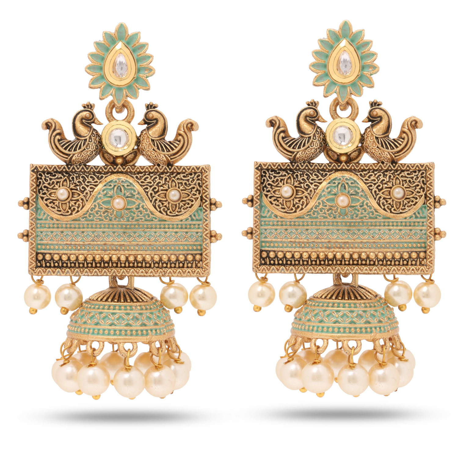 Light Weighted Silver Oxidised Jhumki Earrings. Zircon Zinc Jhumki Earring Alloy Jhumki Earring