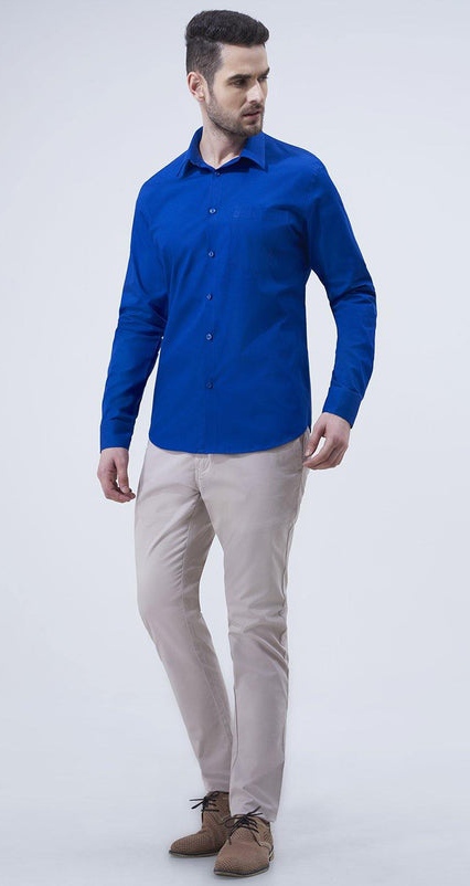 Electric Blue Mens Shirt with slim fit