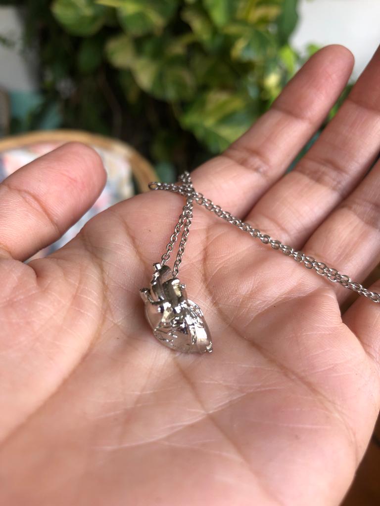 Silver anatomical heart