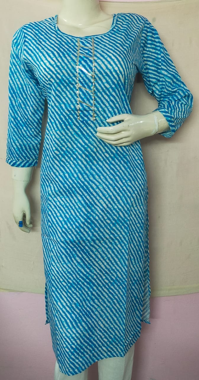 BLUE LEHRIYA COTTON KURTI