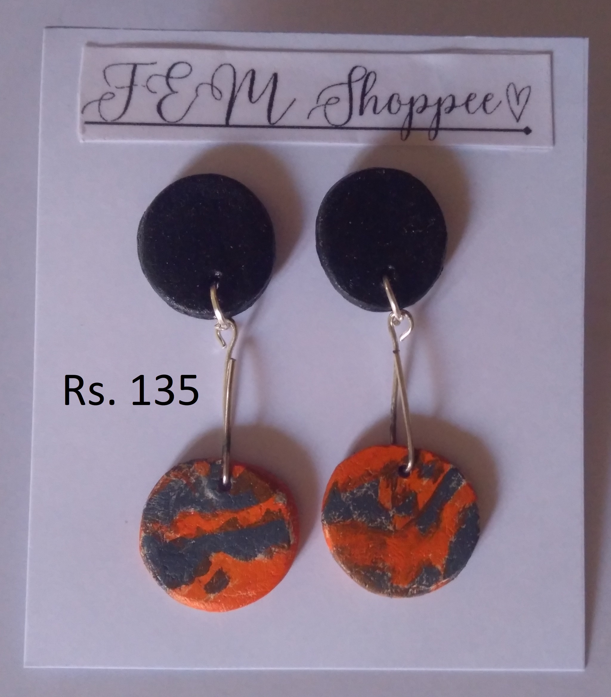 Black Orange Danglers