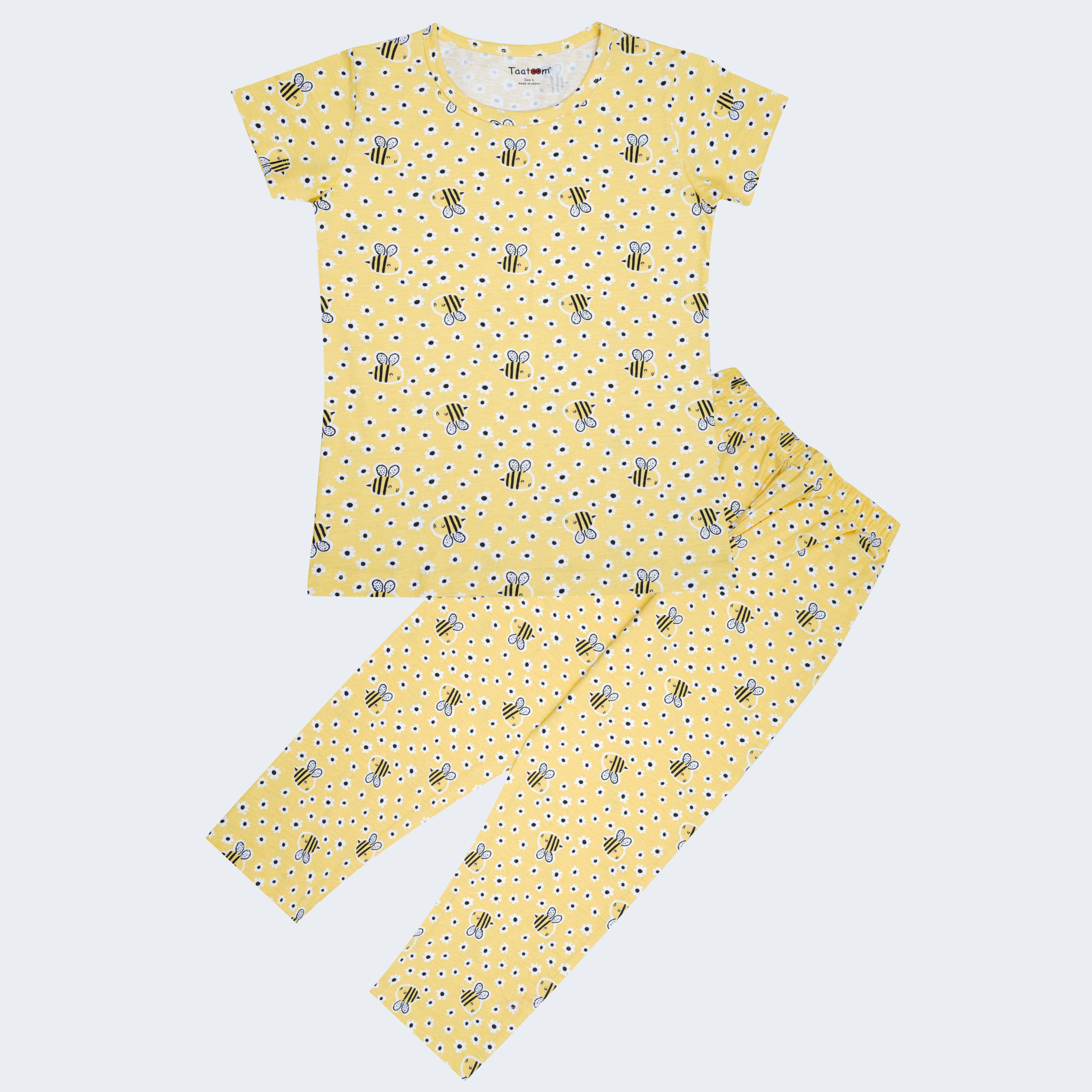 Taatoom flower n bee print nightwear,yellow
