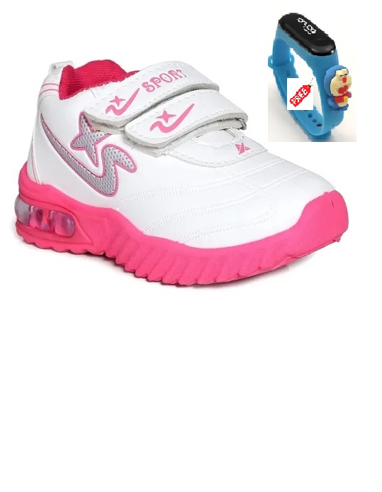 Kobu Trendy Latest Style Unisex Kids LED Shoes White/Pink, Boys and Girls Casual Shoe Free smart Watch Doraemon face. 18-24 Months, 2-2.5 Years, 2.5-3 Years, 3-3.5 Years, 3.5-4 Years, 4-4.5 Years, 4.5-5 Years 