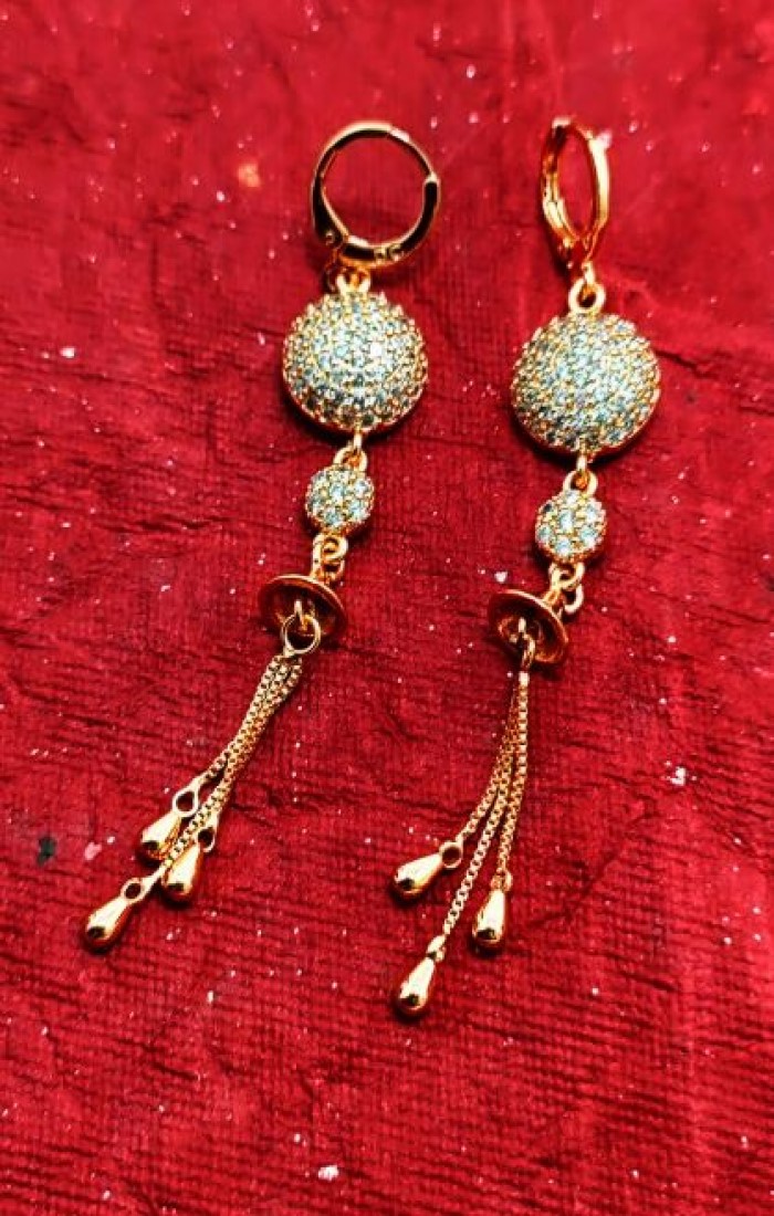 FASHIONABLE AMERICAN DIAMOND BALI DROPDOWN EARRINGS