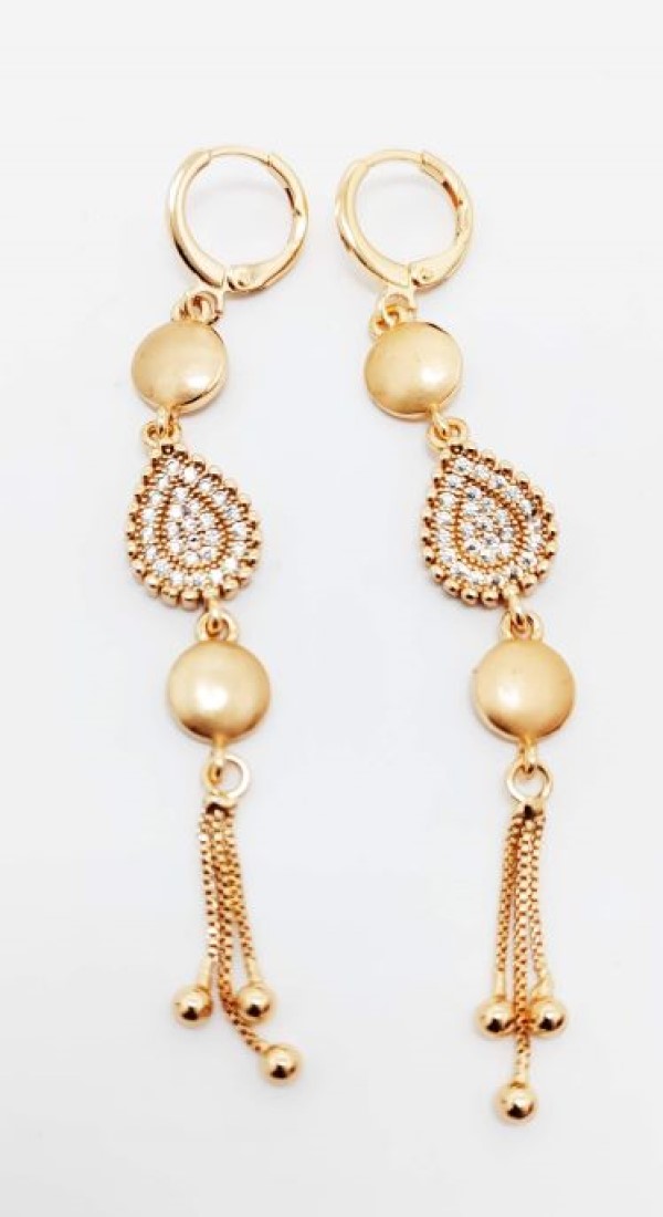 FASHIONABLE AMERICAN DIAMOND DROP DESIGN DROPDOWN BALI EARRINGS