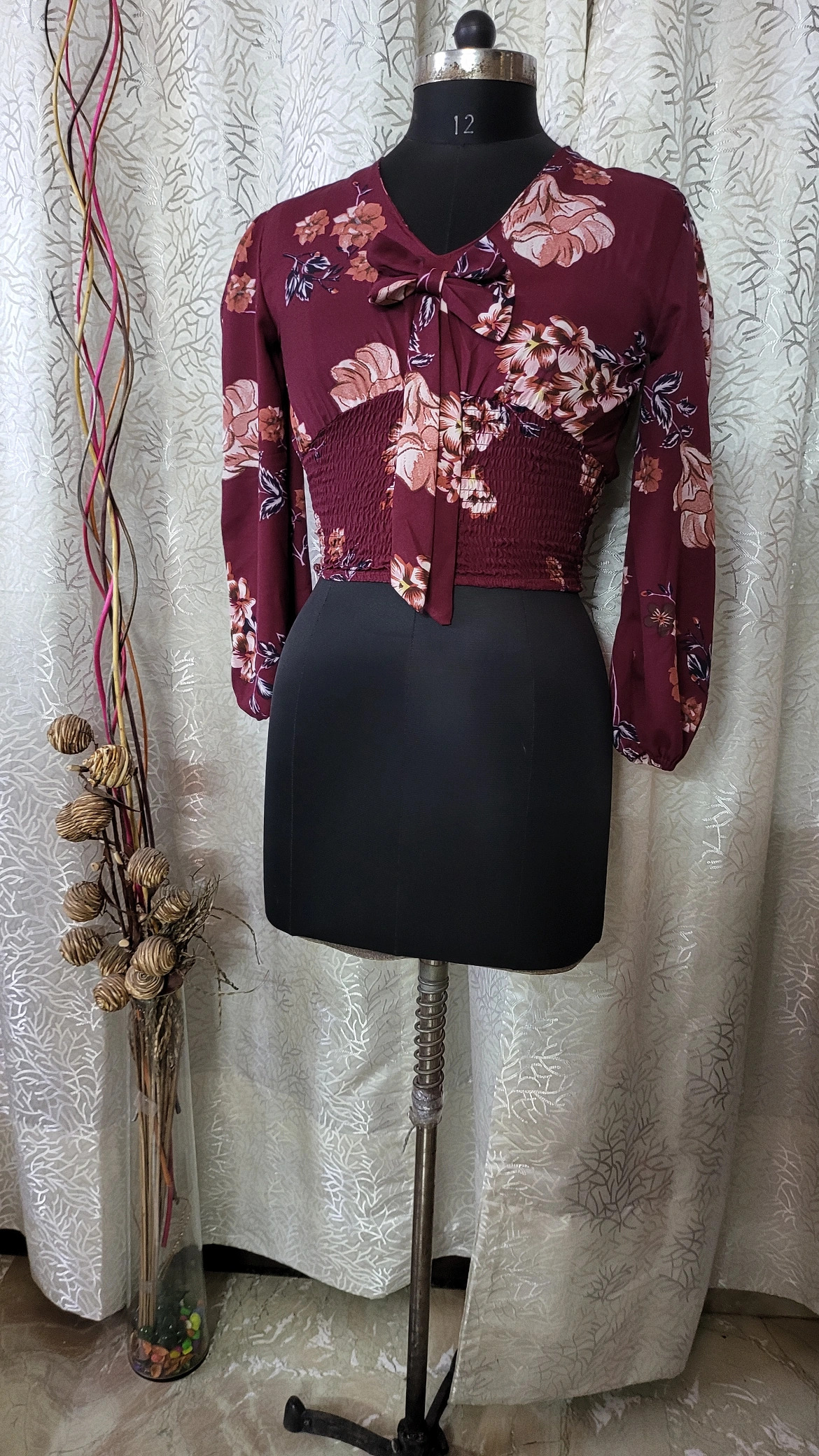 blue maroon crop top