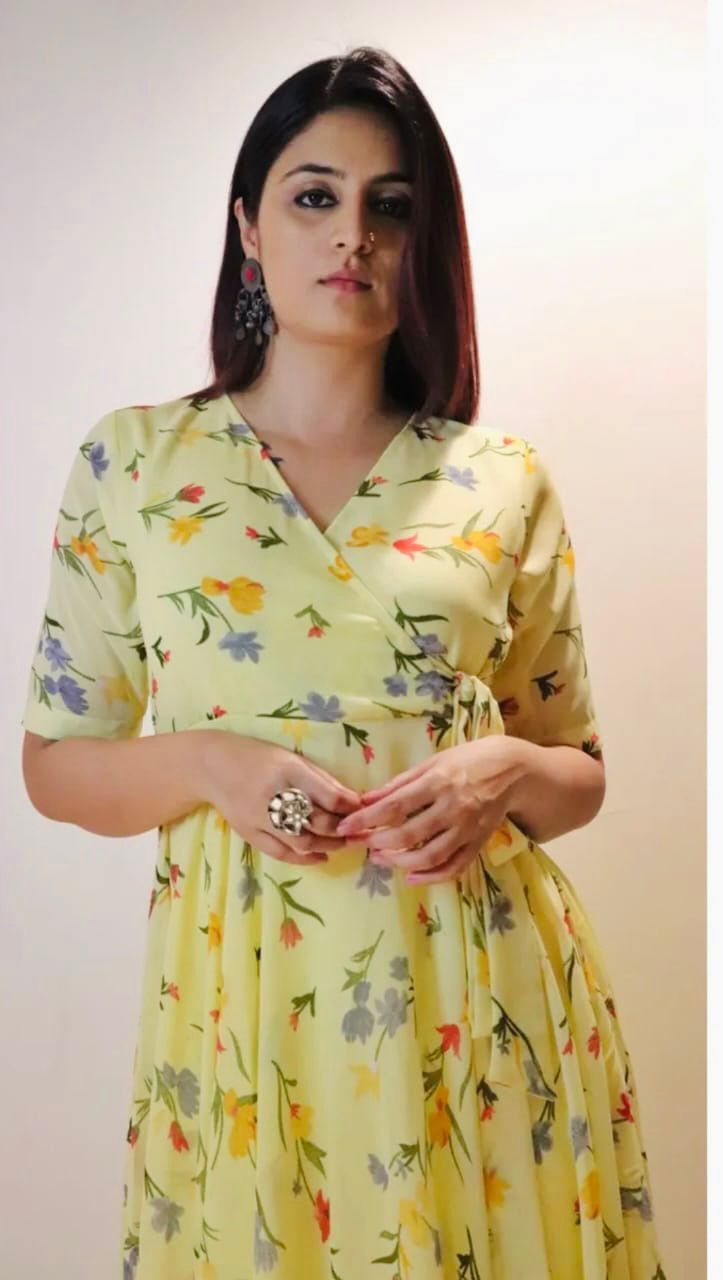 Knot -Yellow For An Absolutely Stunning Look, Wear This Georgotte Maxi Dress With Long Sleeve