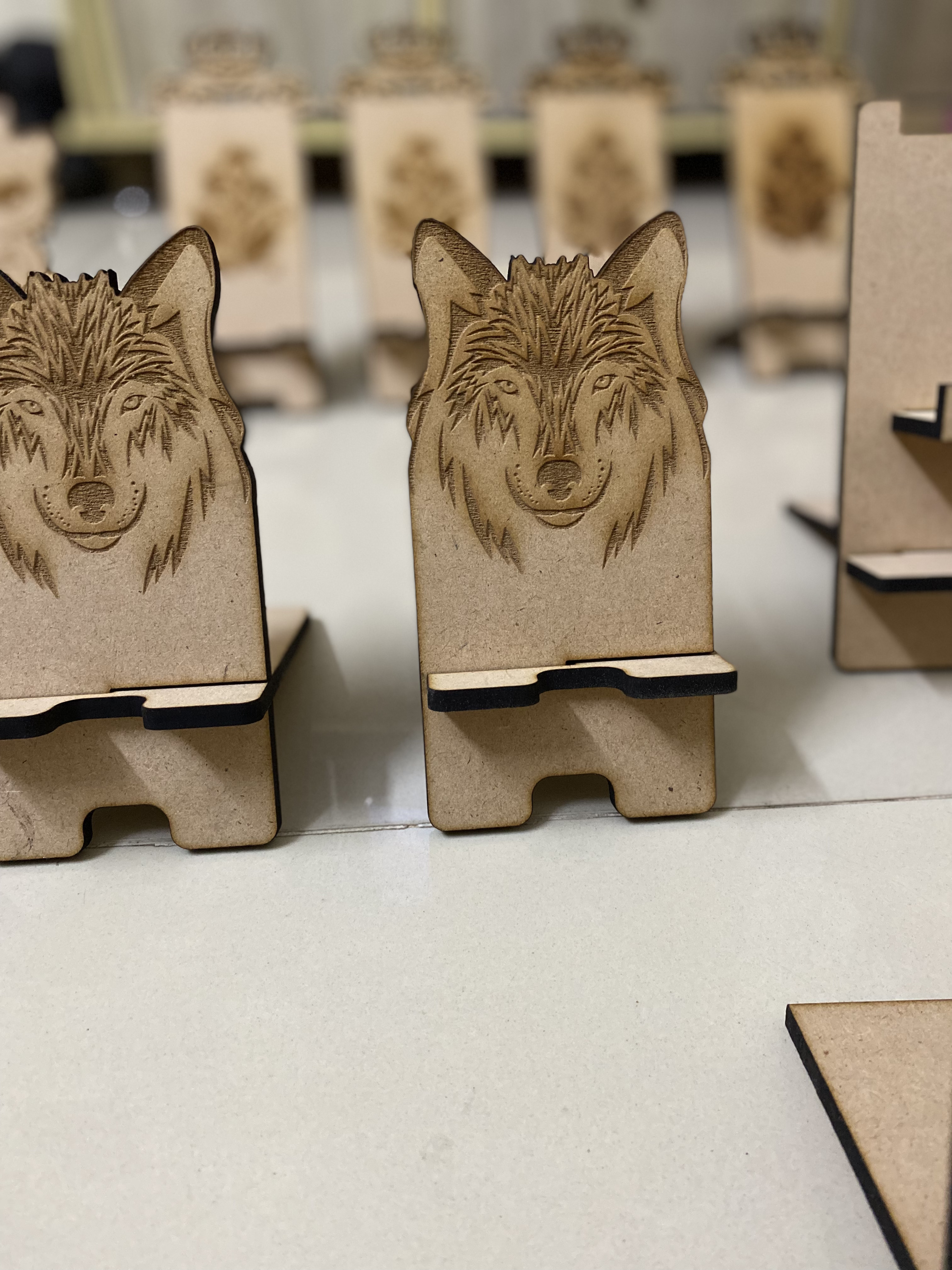 Phone Stand Invincible Wolf Laser cut MDF