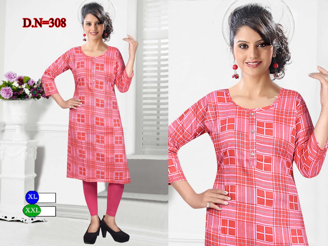 Pink colour with cheks pattern 