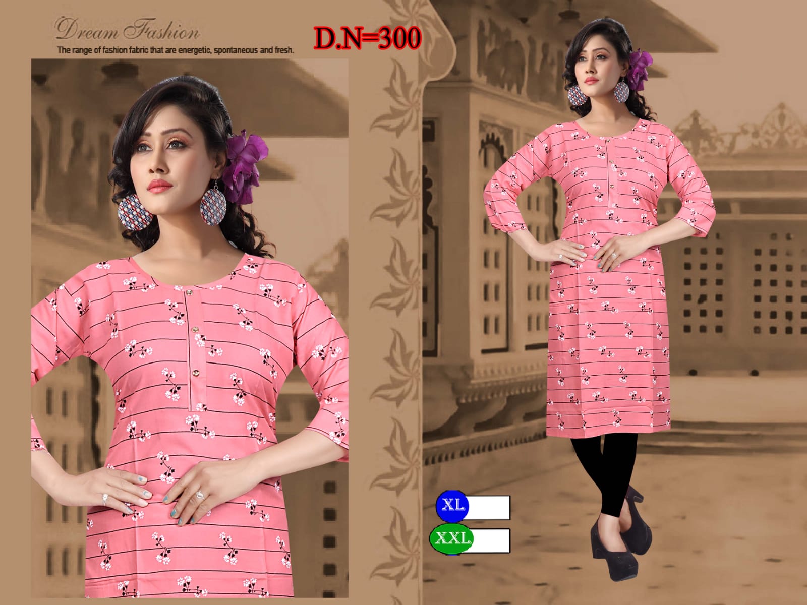 Pink colour with round neck