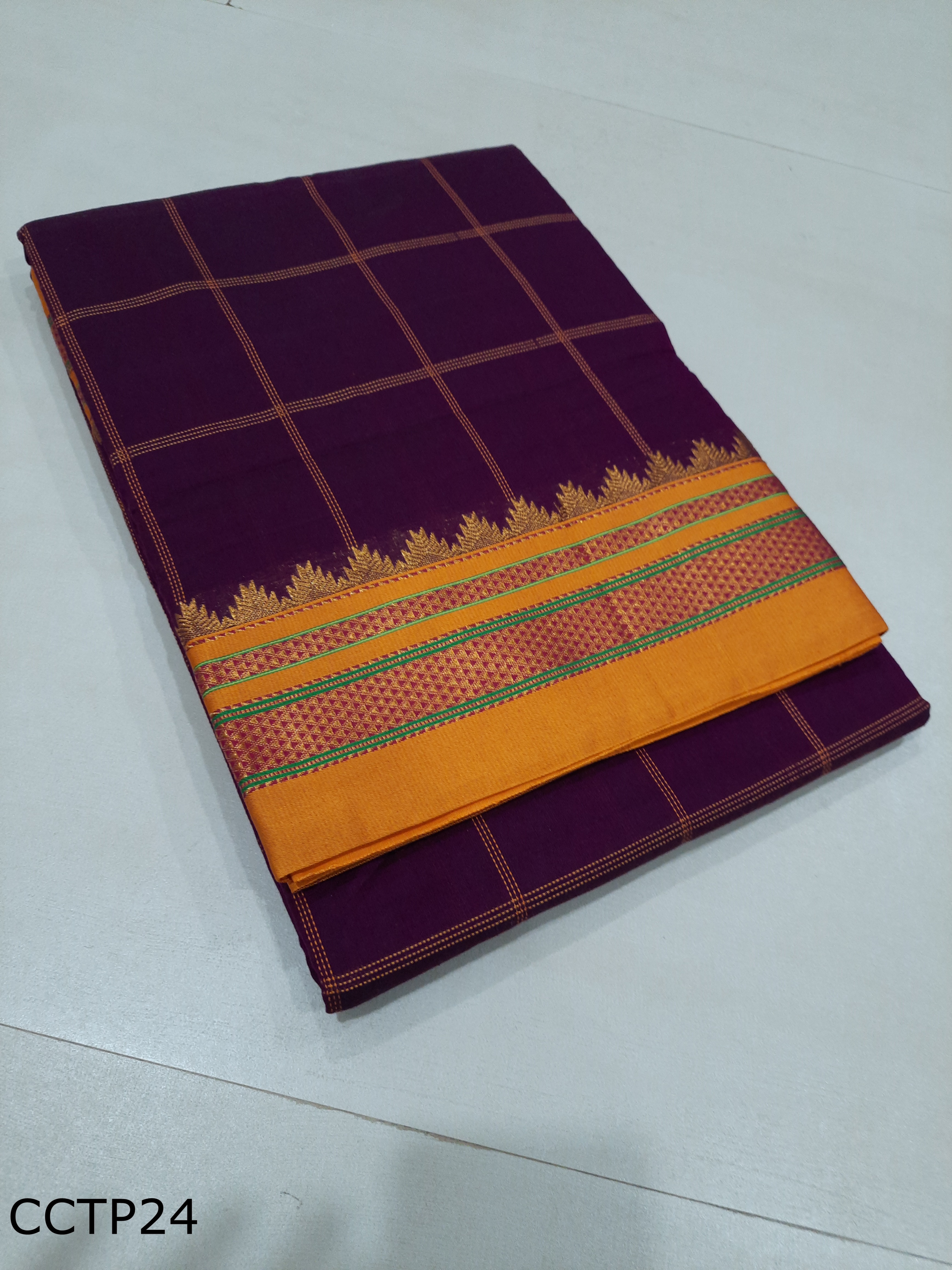 Cotton Silk Big Checks Toppe Pallu