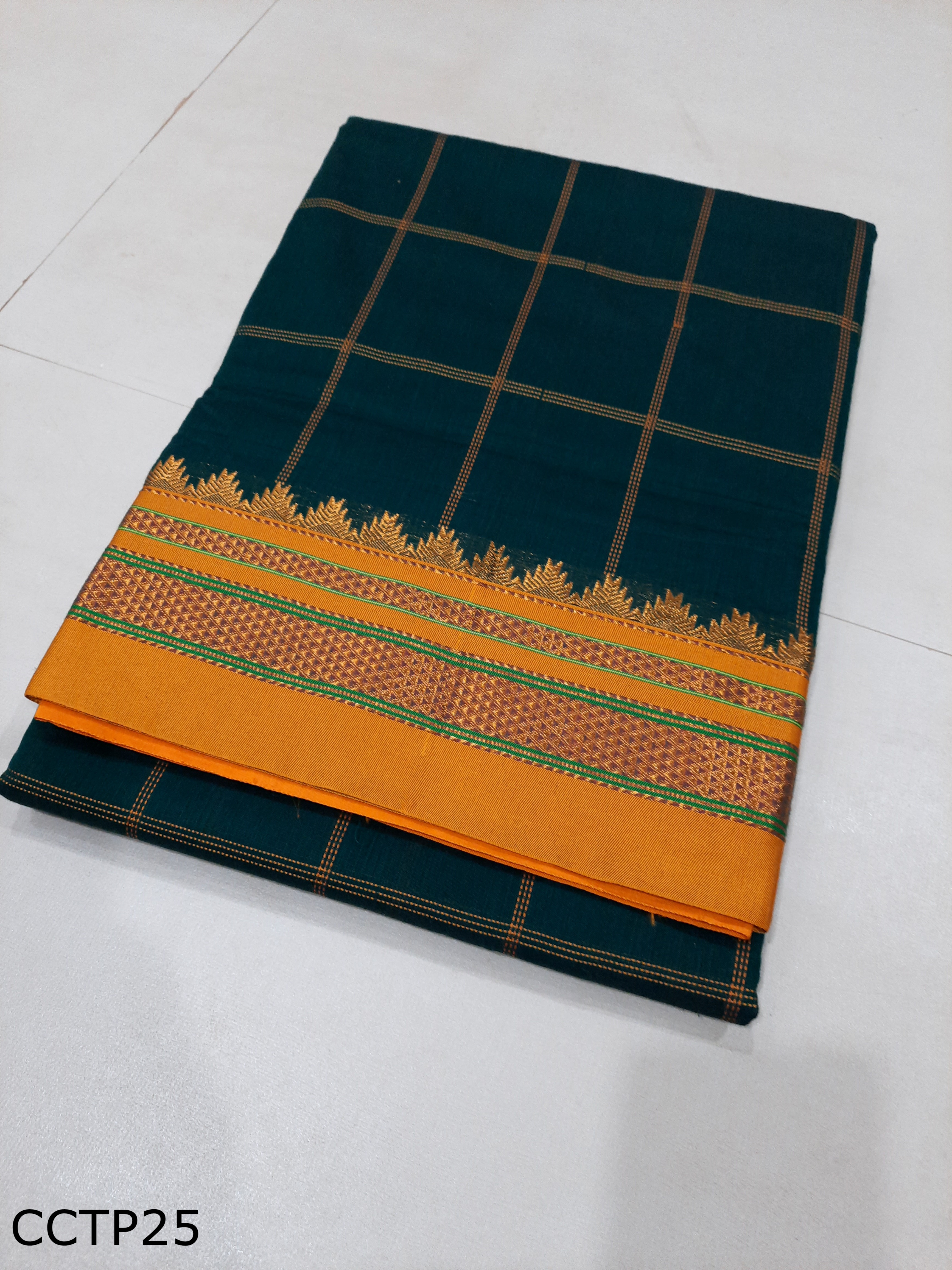 Cotton Silk Big Checks Toppe Pallu
