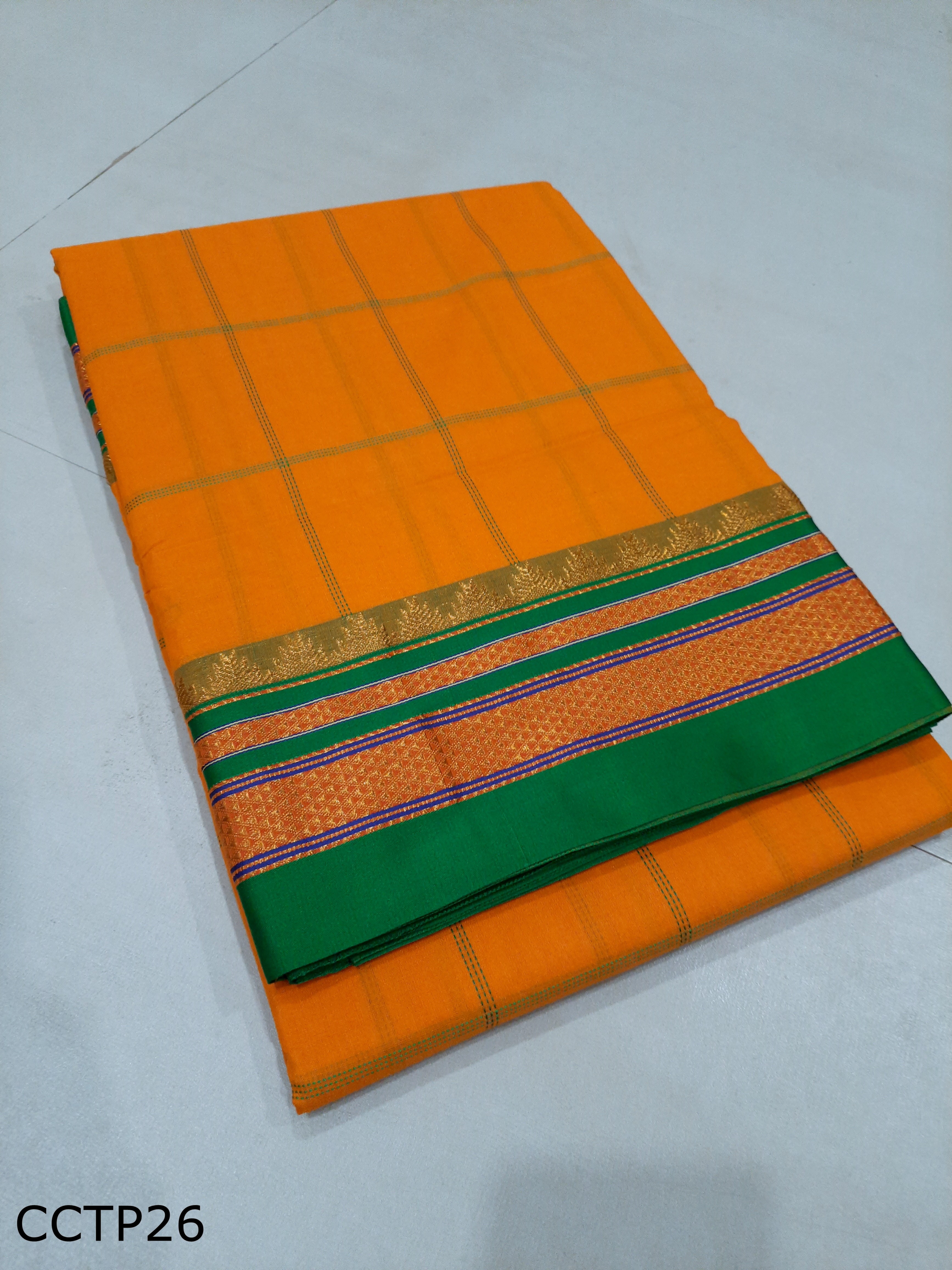 Cotton Silk Big Checks Toppe Pallu