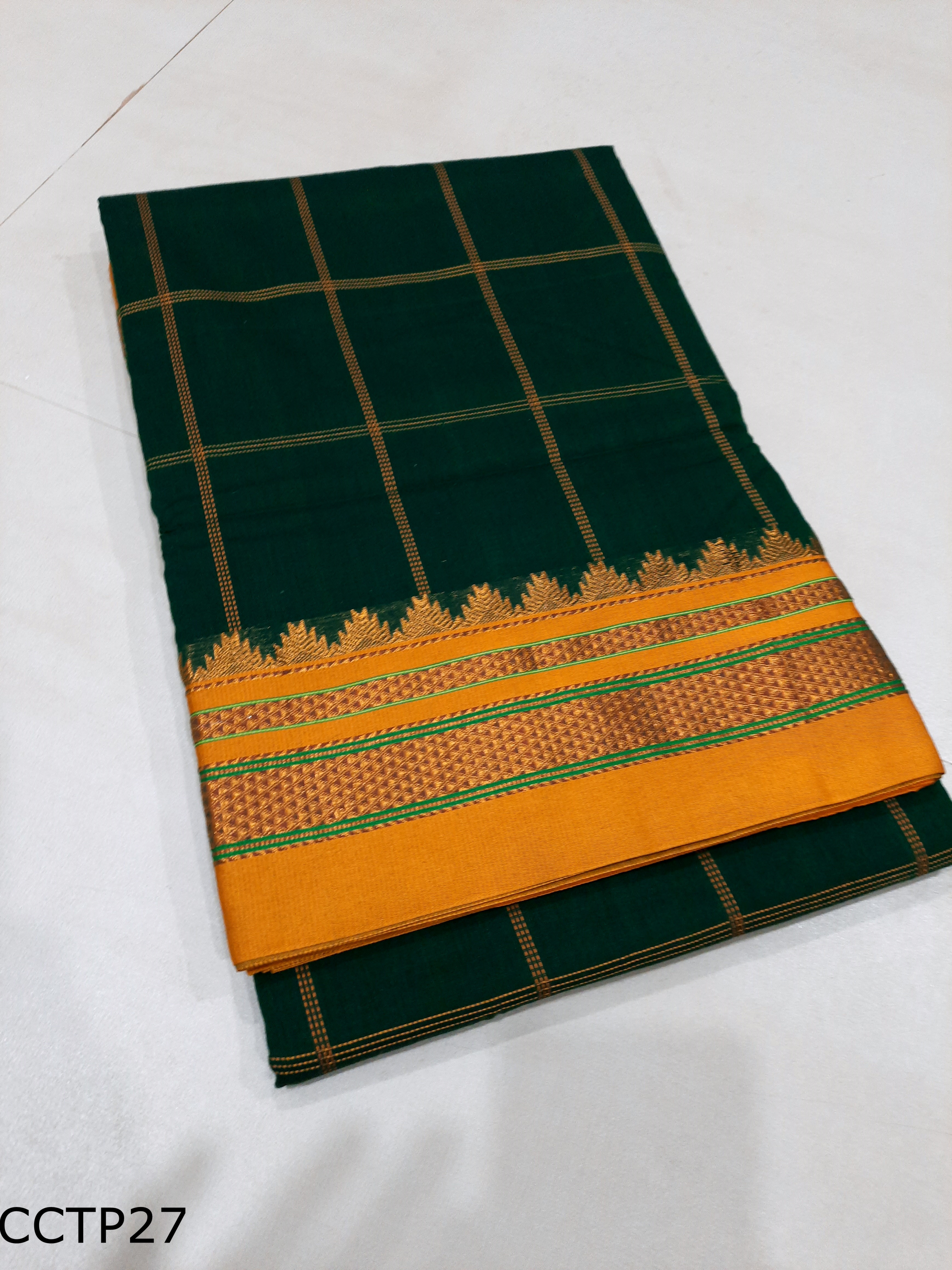 Cotton Silk Big Checks Toppe Pallu