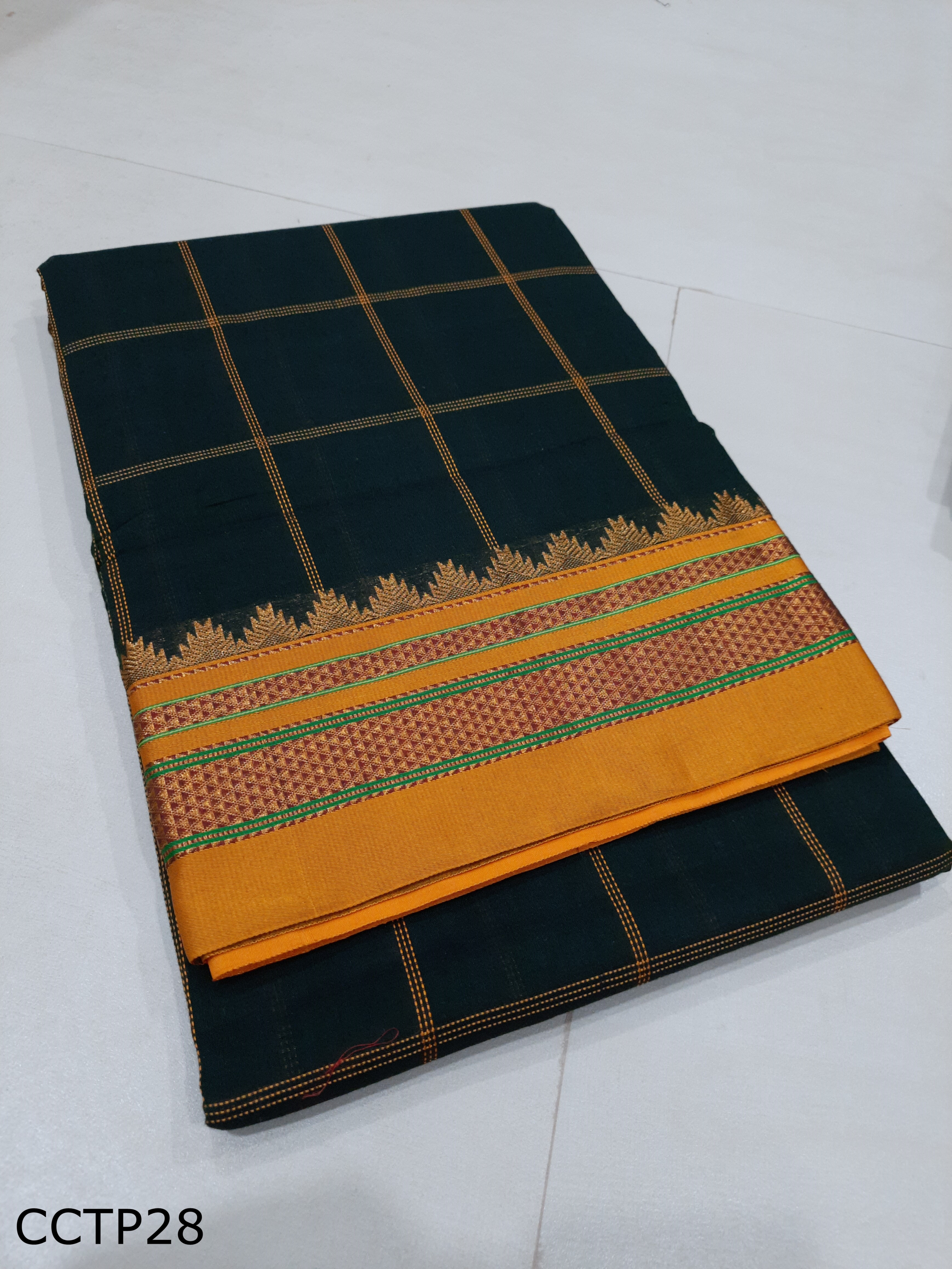 Cotton Silk Big Checks Toppe Pallu