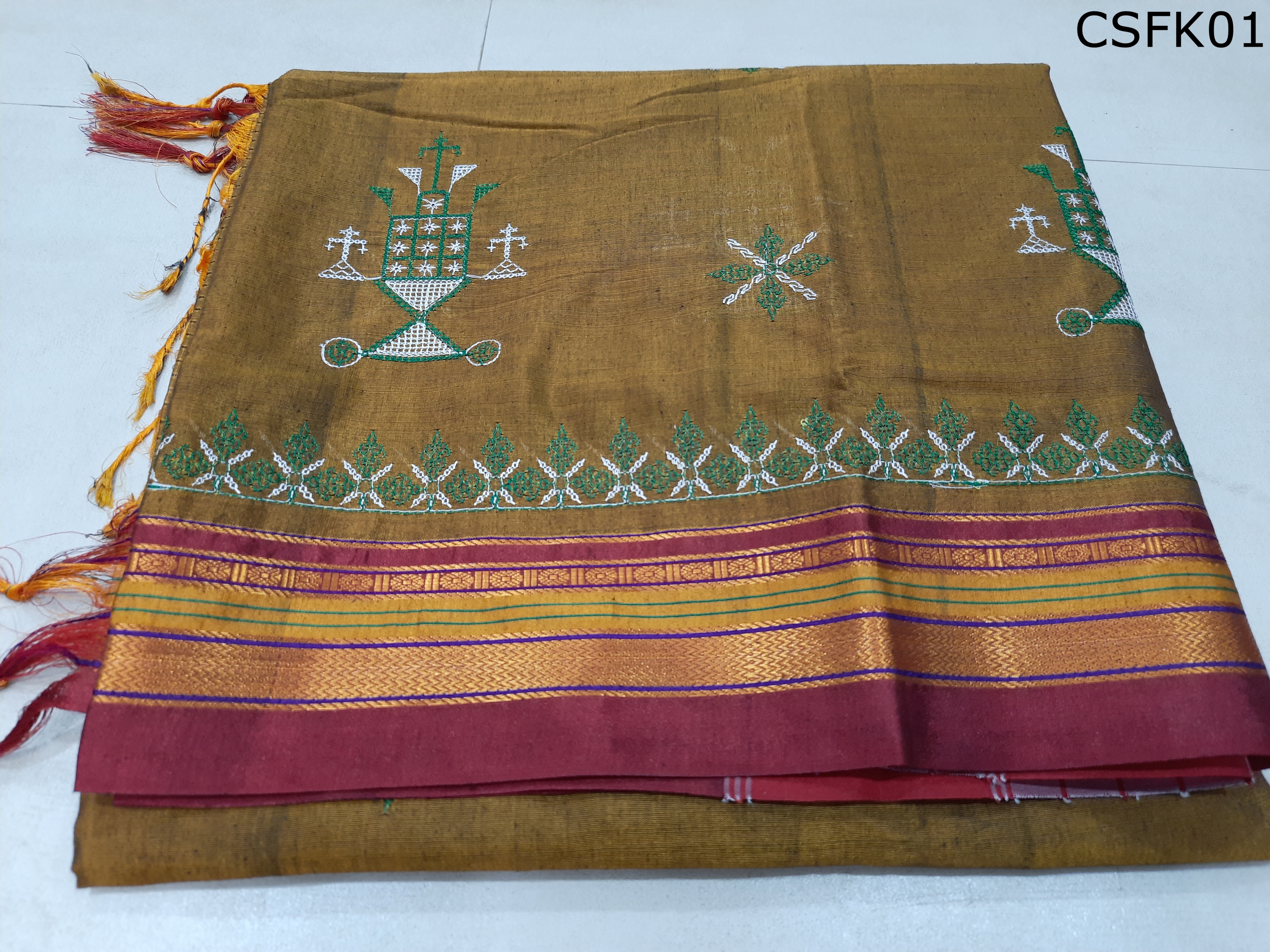 Cotton Silk Kashida Work
