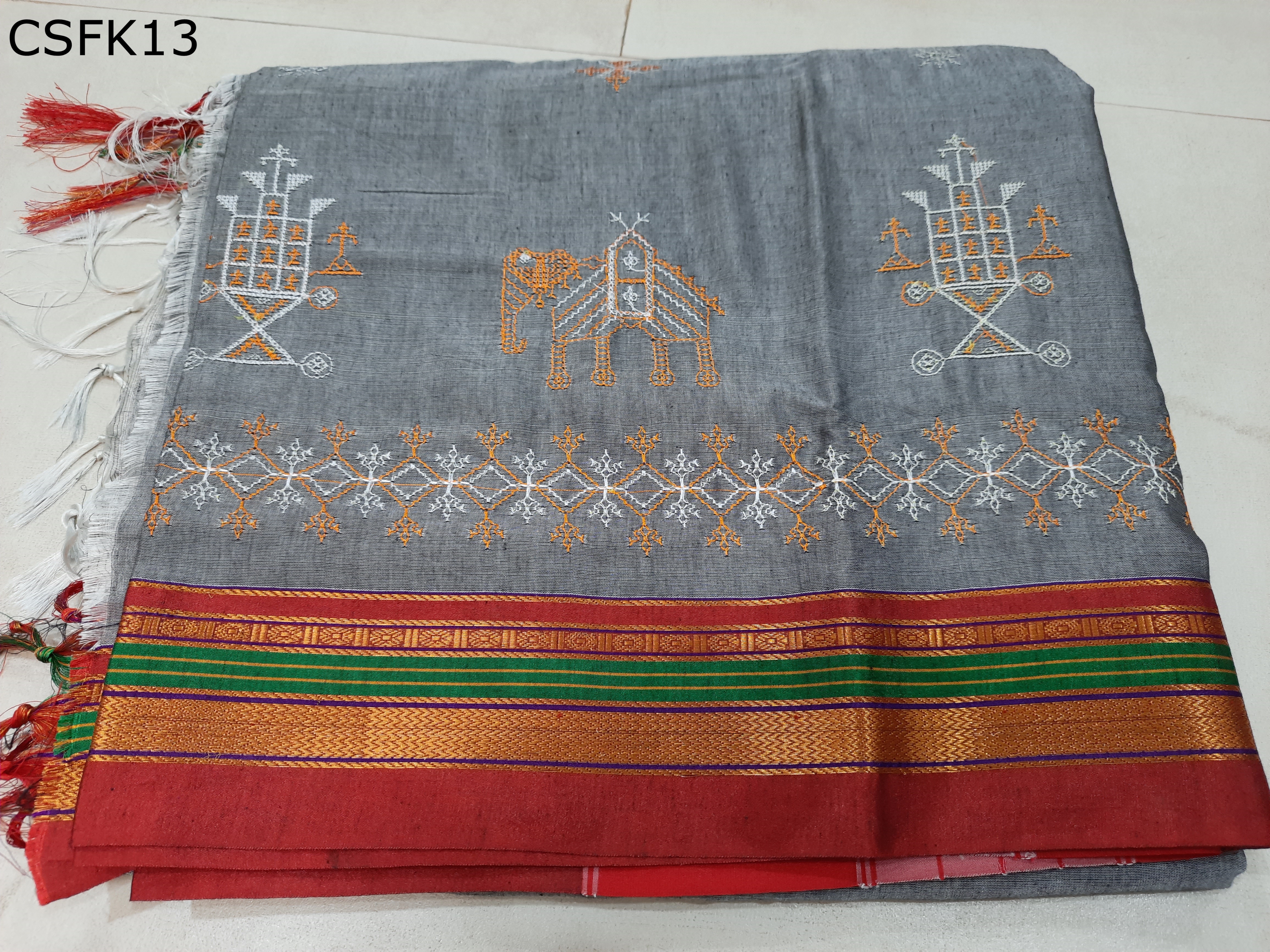 Cotton Silk Kashida Embroidery