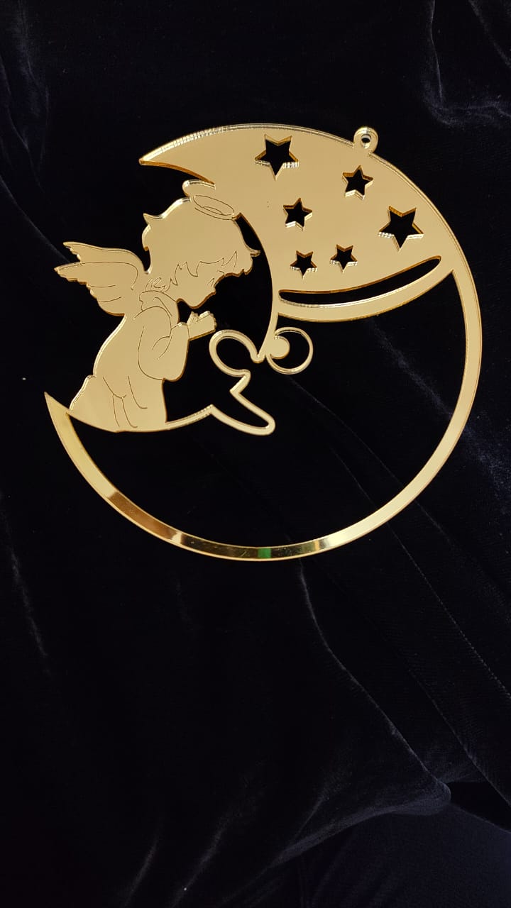 Angel praying on Moon